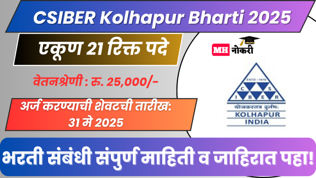 CSIBER Kolhapur Bharti 2025